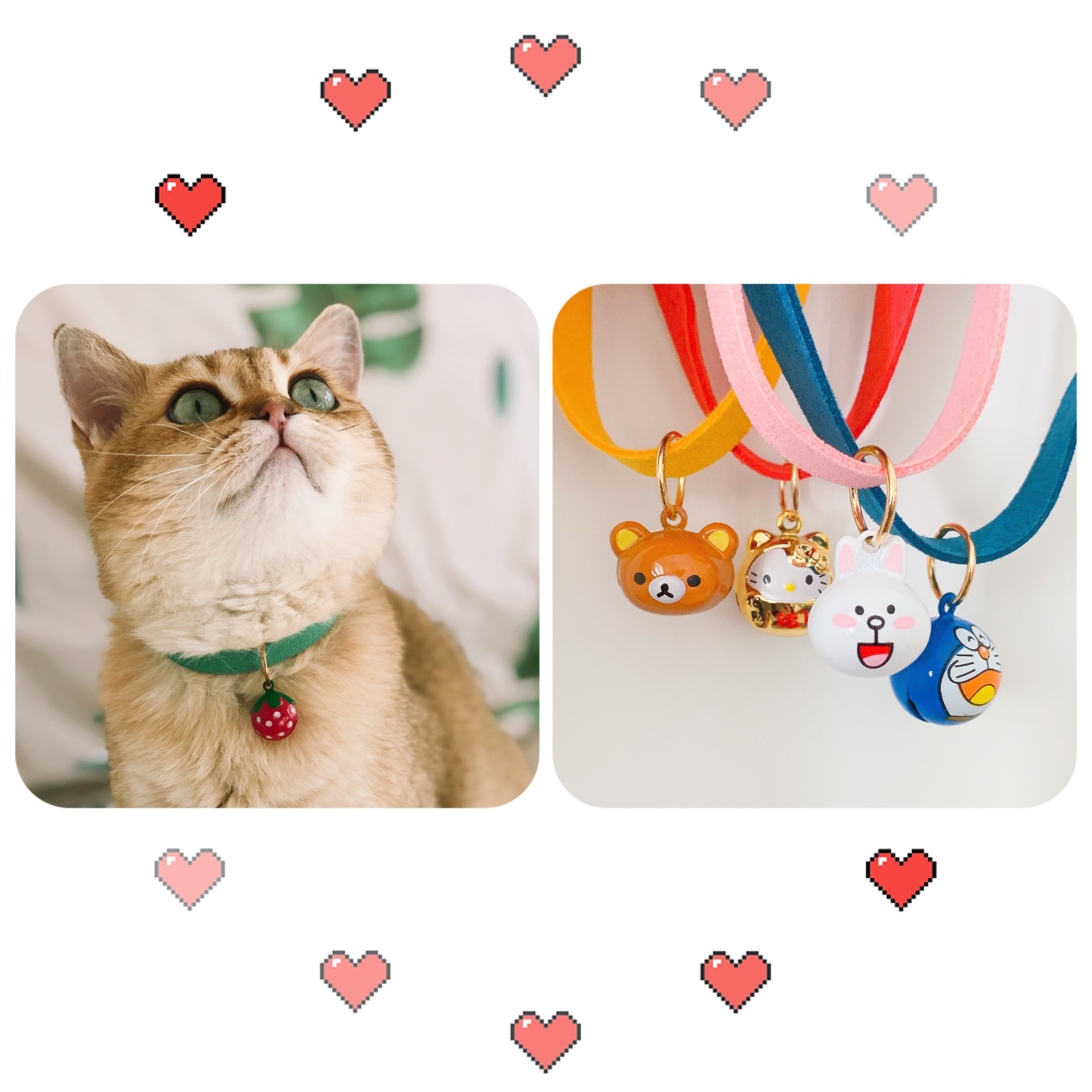 (Clear Cabin) Kittens Bell Neckline Item Ring Small Dog Cartoon Pooch Cute Ornament Strawberry Pet Necklace Item Ring-Taobao