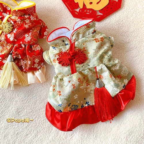 Осенне-зимний костюм с кистями для собак, костюм Тан, платье, кошка, двуногая новогодняя юбка, одежда для домашних животных