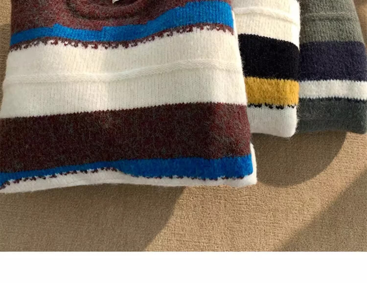 Minimalistischer Streifen-Pullover, vielseitig einsetzbar, Harajuku, lässige Strickmode, trendiger Hirschplüsch 610A-2-M23-P58_voghion.com