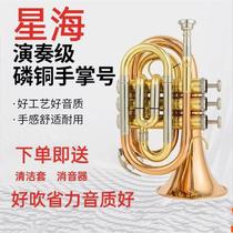 Brand new lacquer gold nickel plated Xinghai trumpet instrument palm trumpet instrument beginners grade examination performance