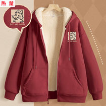 Zipped lamb velvet thickened sweatshirt jacket winter 2023 new lamb suede warm autumn and winter 12