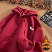 Свитер-капюшон красный плюс обычная [линия крючка левого грудного уплотнения]