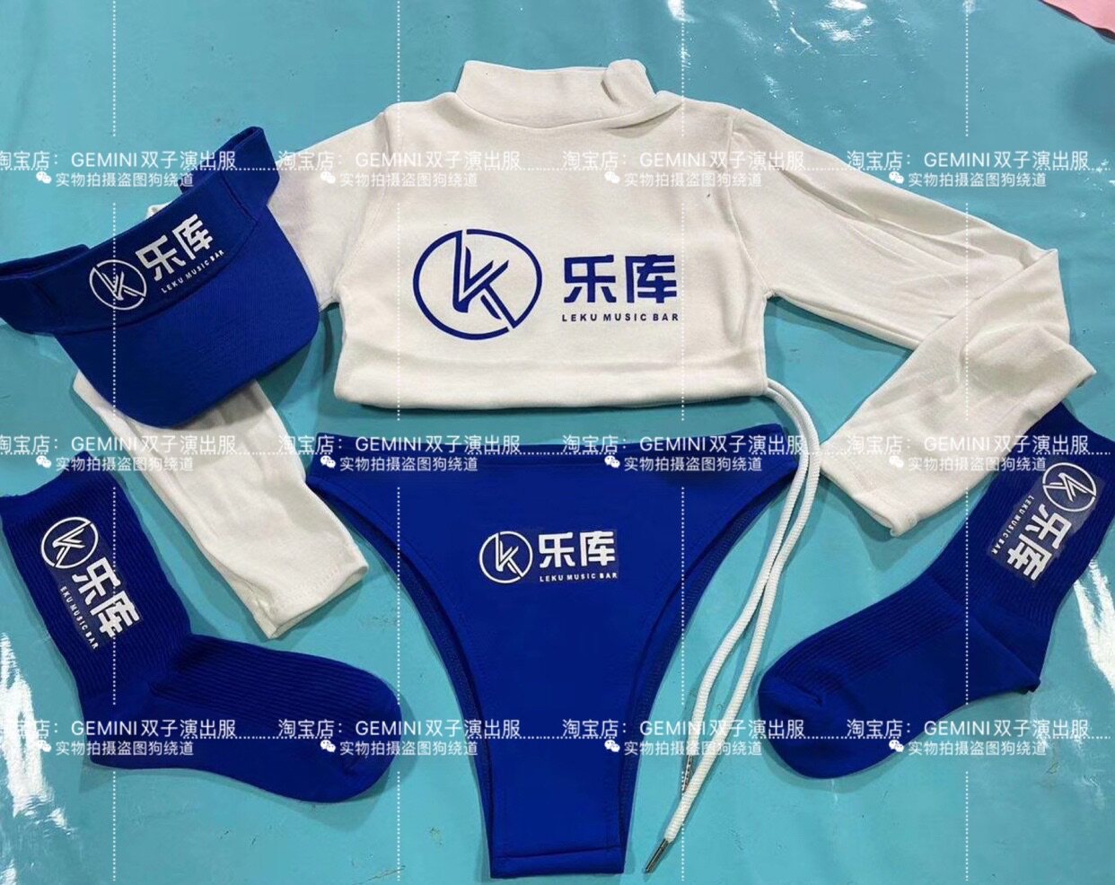 Bar ds Lead Dance Gogo Clothing Blue Long Sleeve Suit Delivery Hat Socks Custom Logo