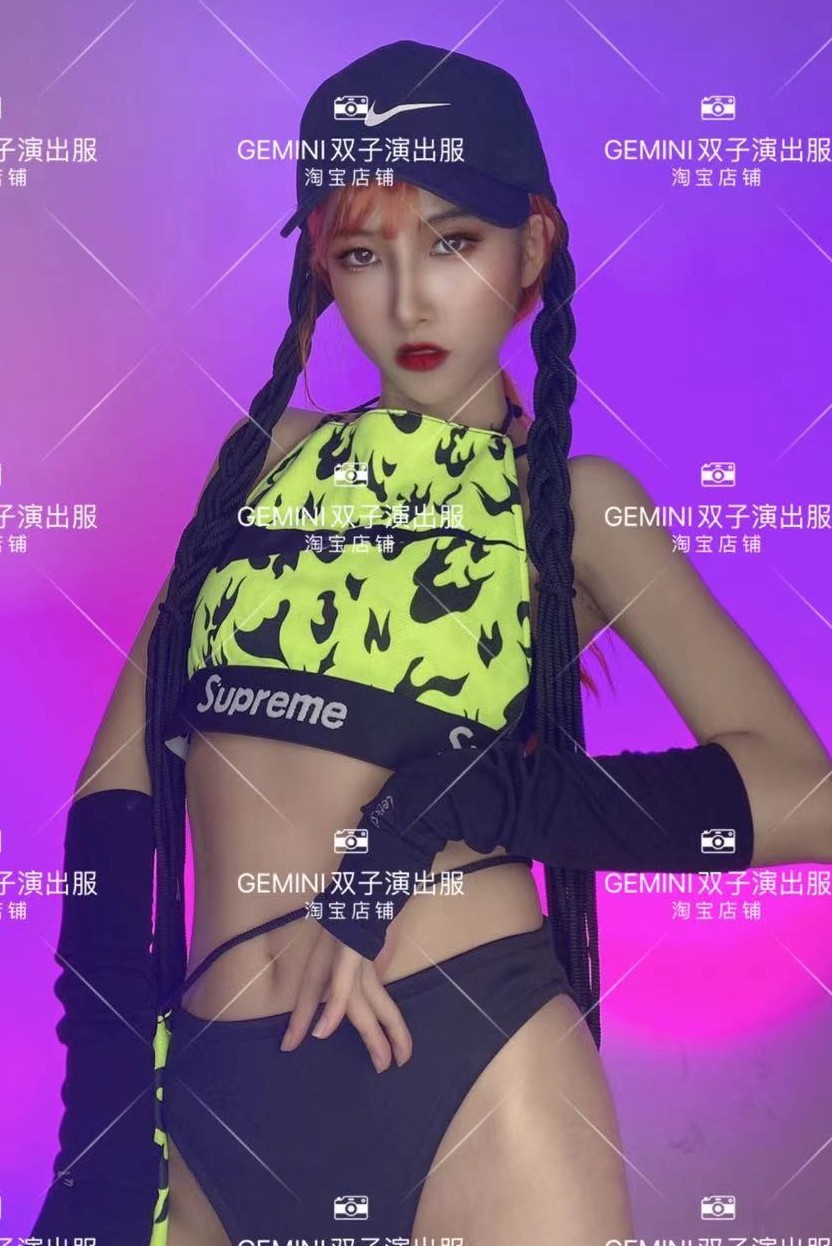 New bar ds lead dance gogo fluorescent green set female song dj performance suit night field jeans