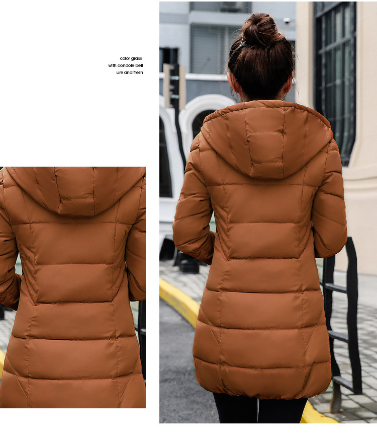 Quần áo cotton chống mùa cho nữ Slim mỏng dày 2018 mới thắt eo áo khoác mùa đông giản dị ở giữa áo bông thủy triều áo lông vũ dáng dài uniqlo