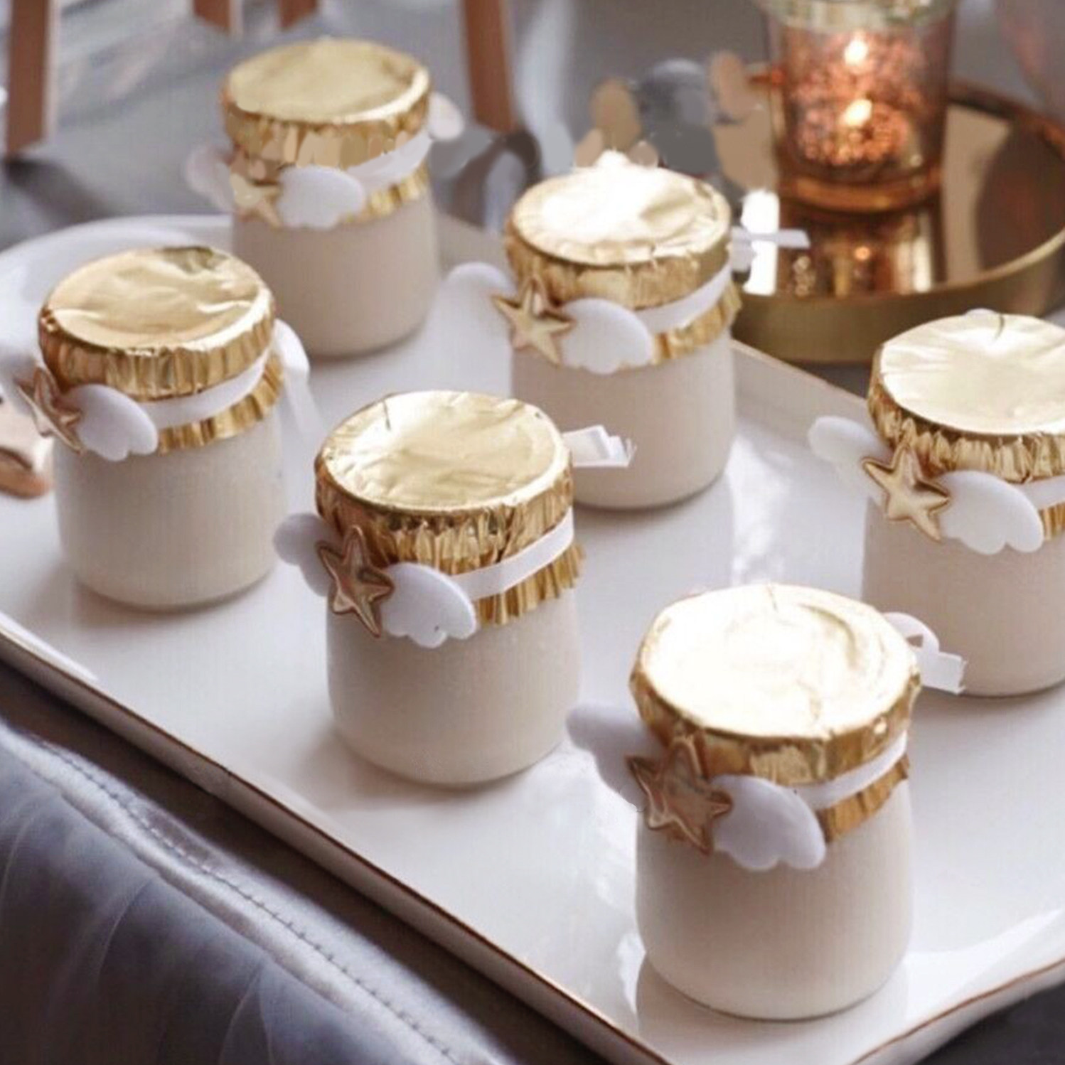 Good used pudding cover champagne sweets decorated with gold silver 100 lap pudding cover paper