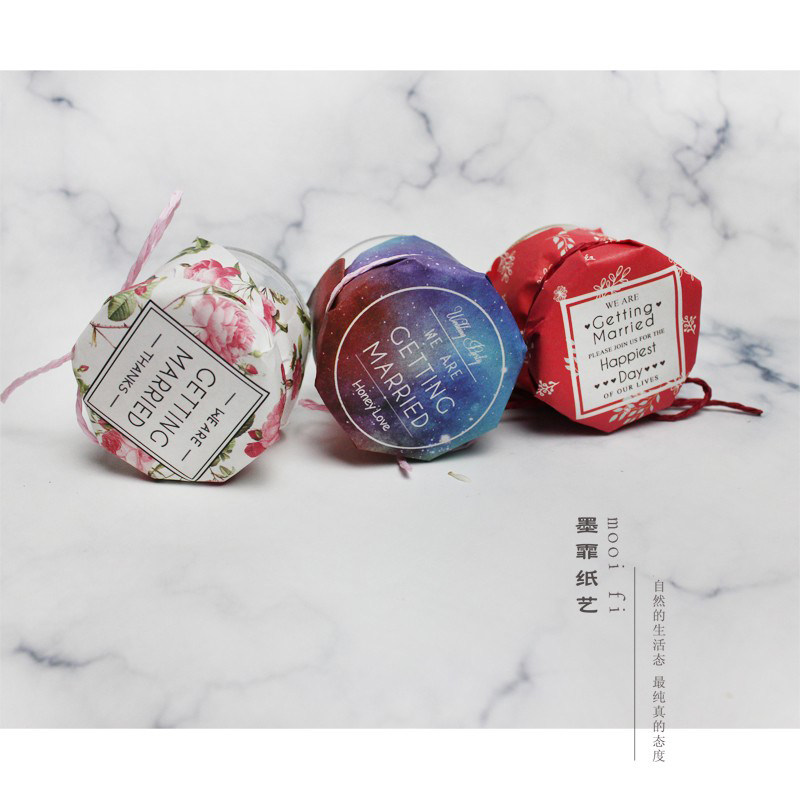 Hi honey kraft origami baking packaging yogurt pudding honey jar jam beef chili sauce bottle cap paper sealing paper