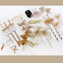 Festival birthday party champagne wedding dessert table decoration gold insert accessories cupcake with plug-in