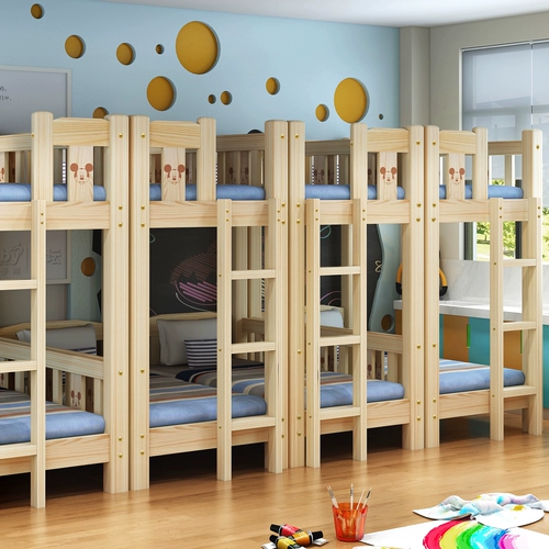 Двухэтажная кровать из натурального дерева для детского сада для сна для школьников