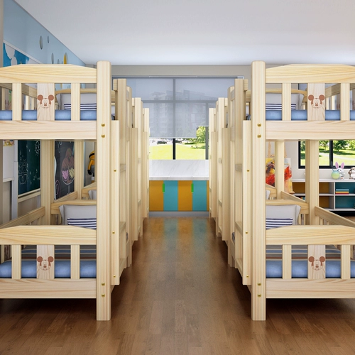 Двухэтажная кровать из натурального дерева для детского сада для сна для школьников