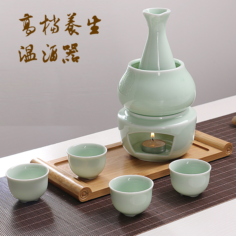 Jingdezhen pottery half-pound hot pot candlestick cooking heating heater wine splitter yellow-white wine cup suit