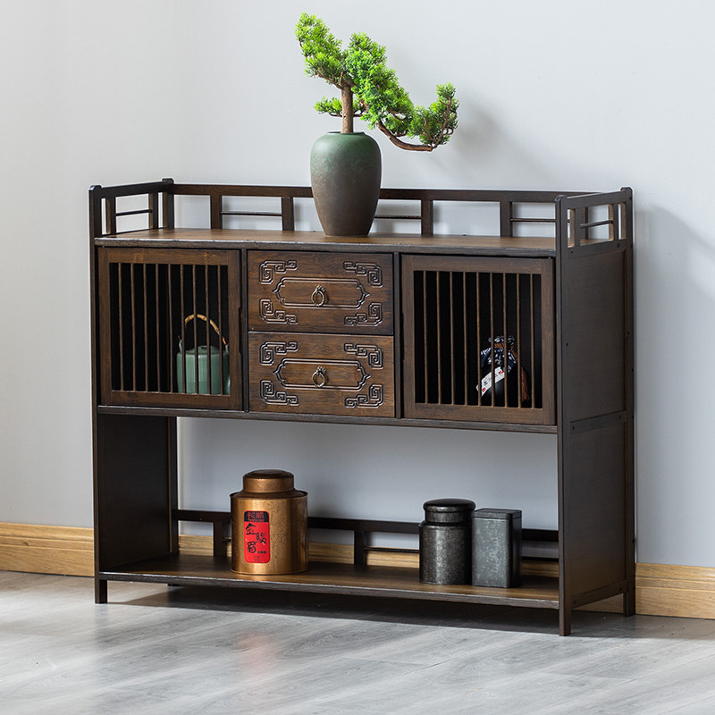Bogu frame solid wood new Chinese style Duobaoge tea storage cabinet tea table side tea cabinet tea table side cabinet rack