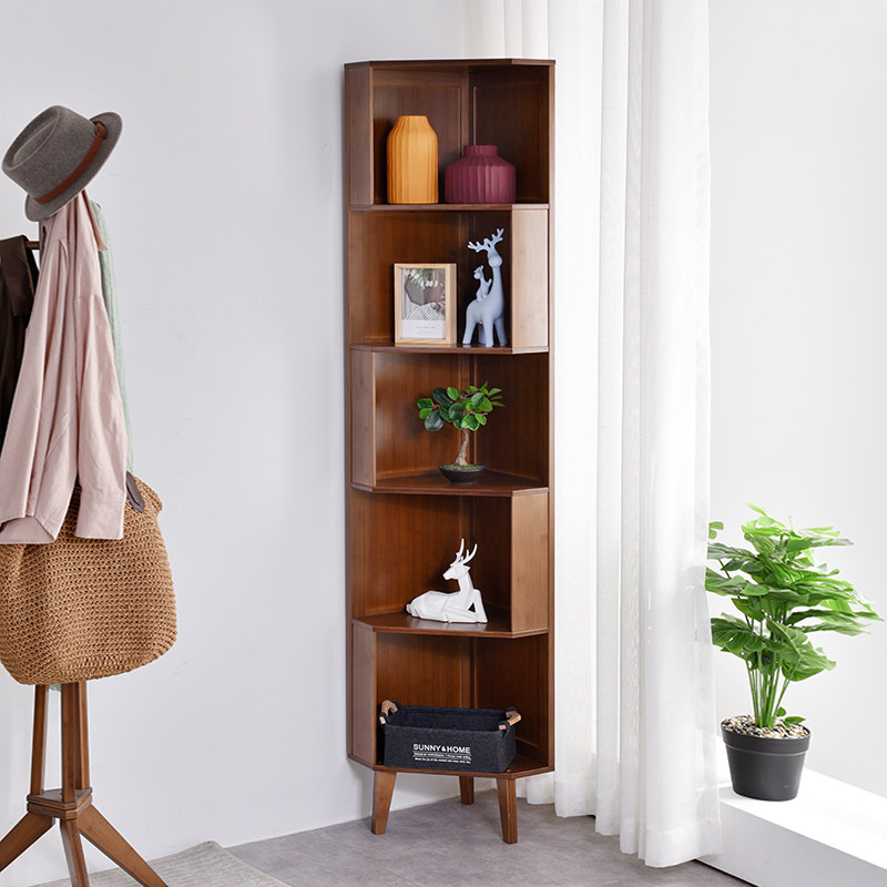 Corner cabinet corner shelf living room triangle corner bookshelf light luxury corner storage corner cabinet solid wood corner cabinet