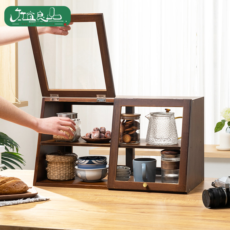 Japanese-style dining cabinet solid wood desktop small bowl cabinet storage cabinet home kitchen rack countertop new Chinese storage cabinet