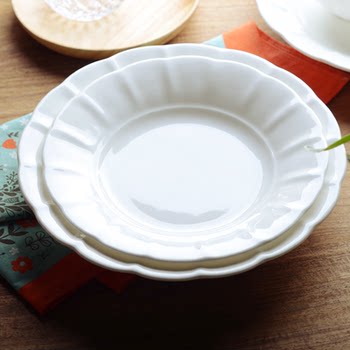 Pure white high-end internet celebrity bone porcelain deep soup plate