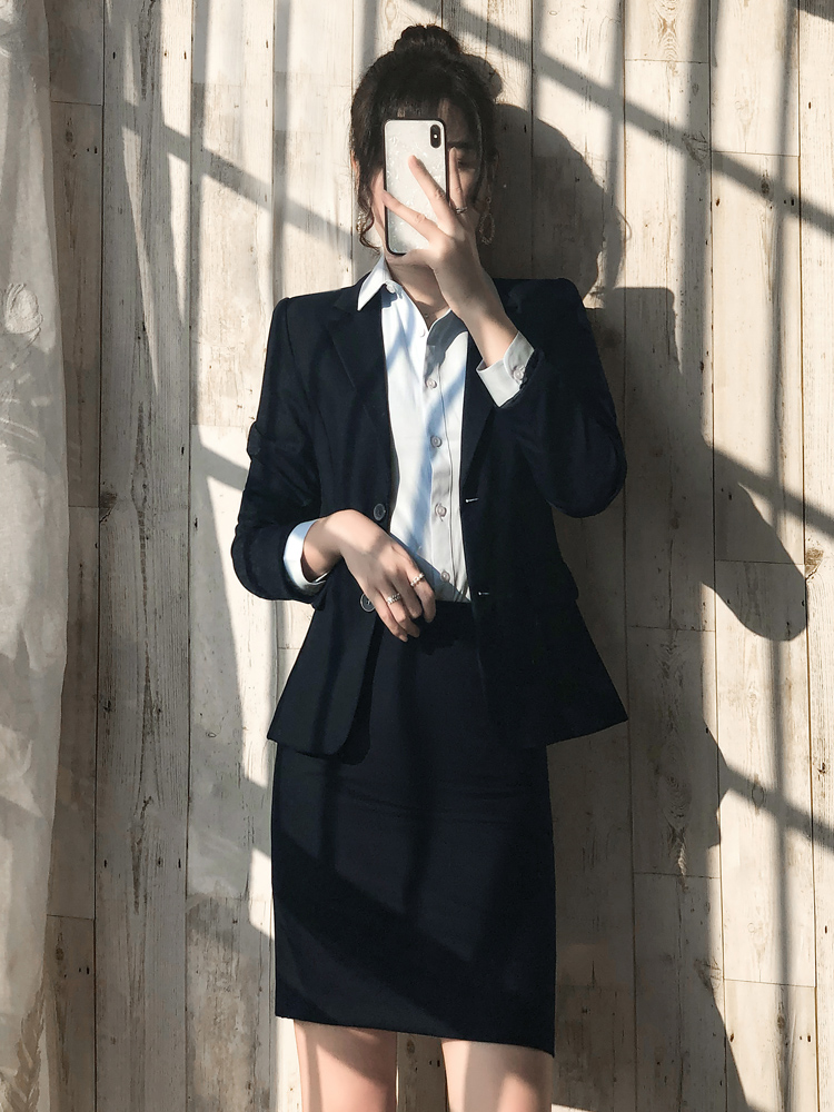 Professional suit suit female 2021 autumn and winter new college student interview formal temperament slim-fit work uniform tooling