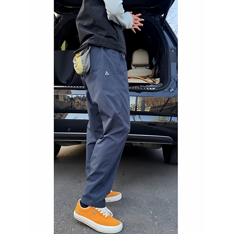 Navy Blue Triangle Logo Pants for Men, Summer American-Style Functional Quick-Dry Outdoor Tapered Workwear Sports Dry Hiking Pants
