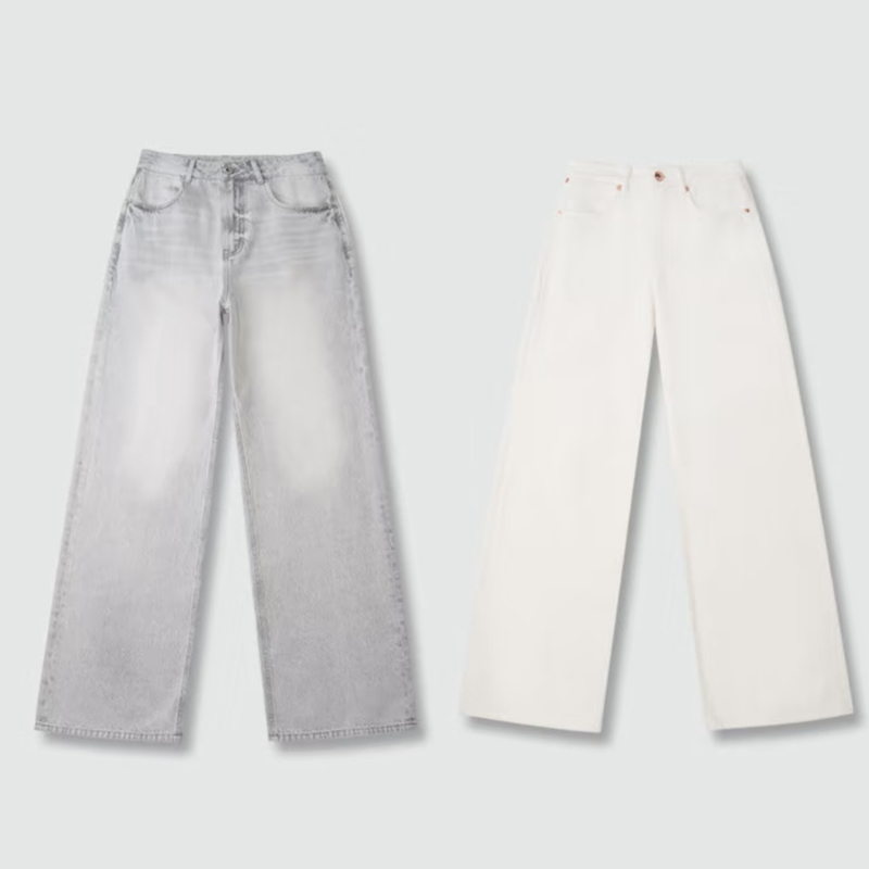 【St10 Pure White Low-Waist Straight-Leg Pants】High-Quality Cotton Denim Casual Low-Waist Straight-Leg Jeans 6