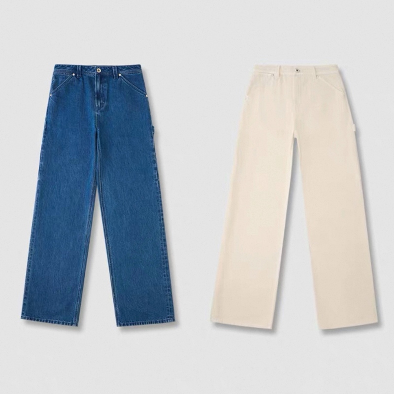 【B9 Carpenter Pants】High-Quality Cotton Denim Slim-Fit Mid-Low Waist Workwear Pocket Design Boyfriend Pants
