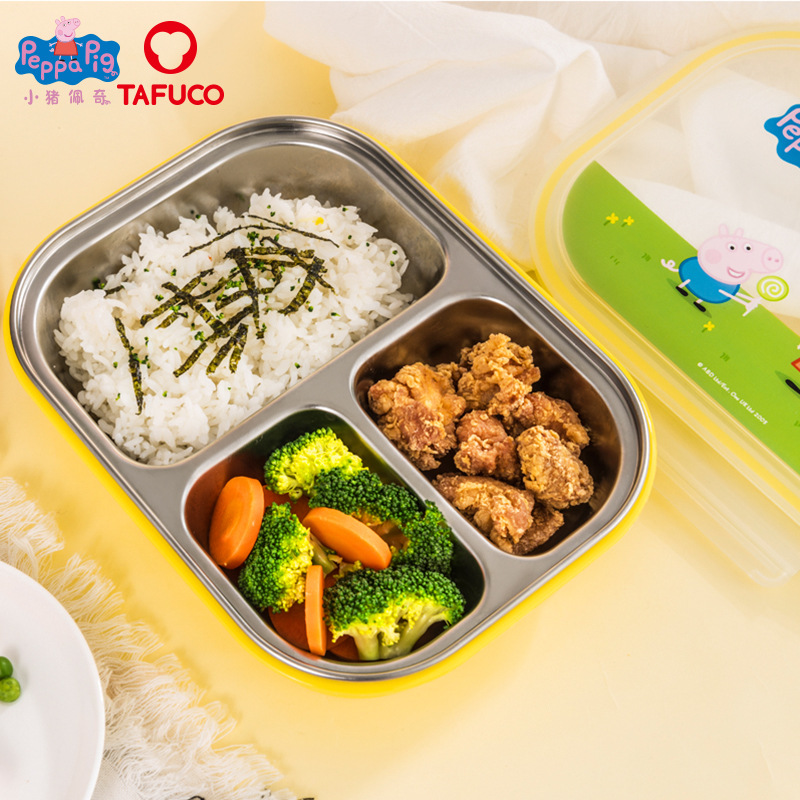Japan Tafoo High Piggy Piggy Children Lunch Box Divided Anti Leakage Insulated Dining Box Square Portable With Dinner Plate