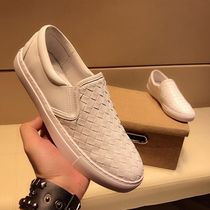 BV leather woven lazy shoes loafers men Korean trend pedal 2021 New Spring Summer Leisure breathable