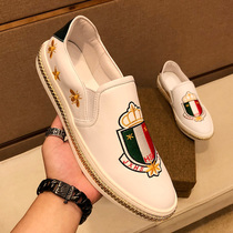 European station mens shoes summer New embroidery bee a pedal lazy shoes loafers mens Tide mens shoes Joker