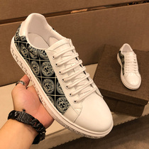 2021 spring Medusa patent leather printed white shoes mens casual board shoes Joker color tie tie-up Tide mens shoes