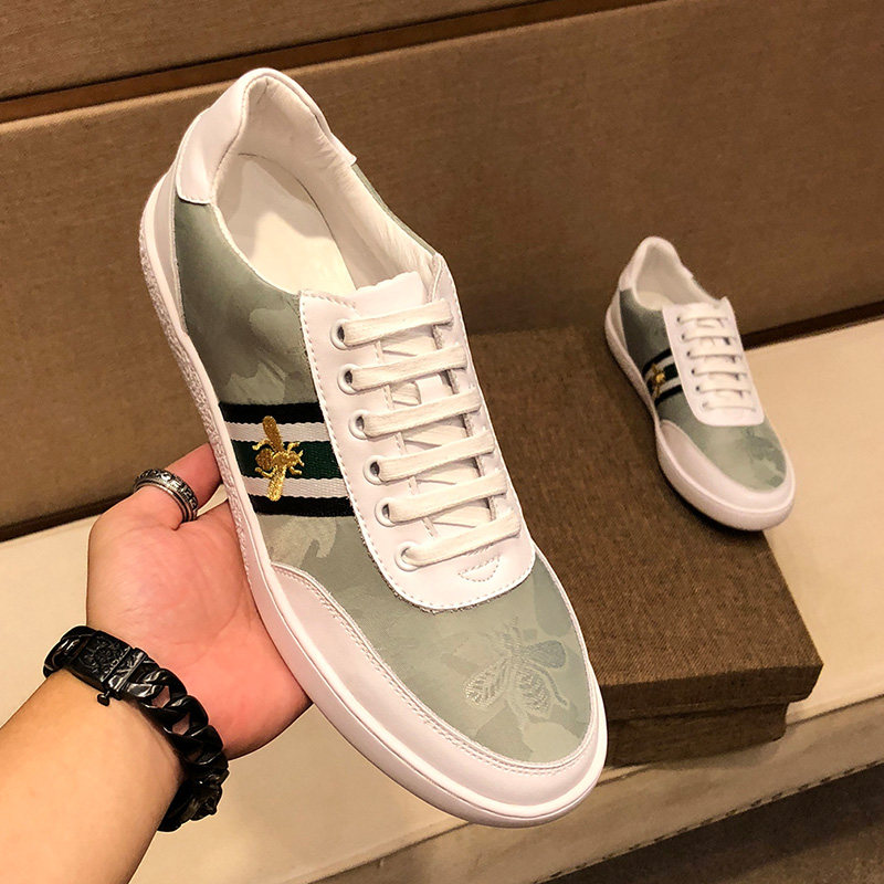 2022 new cool chic small bee printed 100 lap shoes casual little white shoes men's wave shoes breathable canvas board shoes