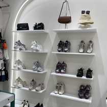 Shoe store wall shoe rack display rack with light solid wood shelf commercial store display rack clothing store bag display rack