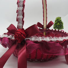 Свадебная корзина под цветы 新款花童撒花瓣花篮婚礼伴手礼手提蕾丝花边水果篮儿童舞蹈花篮子