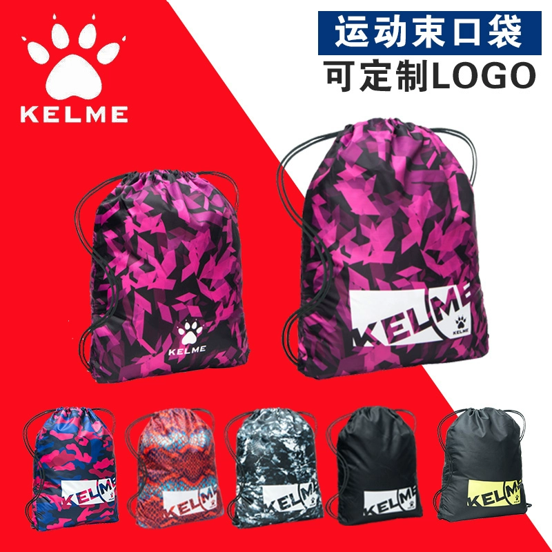 KELME túi thể dục thể thao không thấm nước nhẹ dây rút vai túi bóng rổ bóng đá lưu trữ túi chùm - Bóng đá