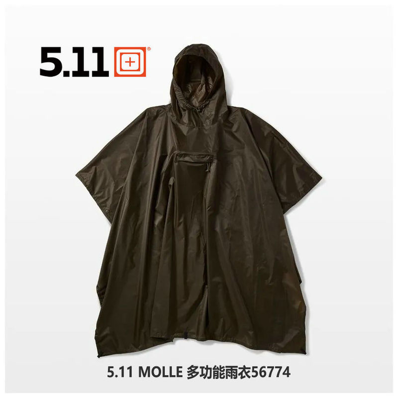 5.11 Molle Multifunctional Raincoat 56774, Foldable Raincoat, Suitable for Rush Tactical Backpack Raincoat