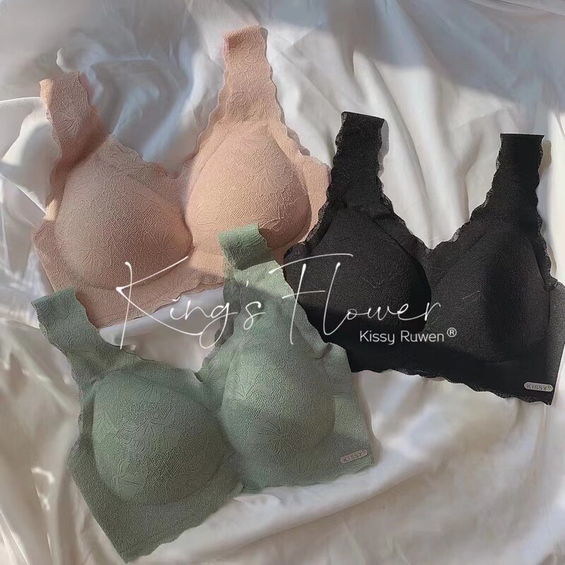 Authentic Kissy Platinum Style Underwear, Wireless Push-Up Lace Bra, Side Support Vest Bra, Kiss Official