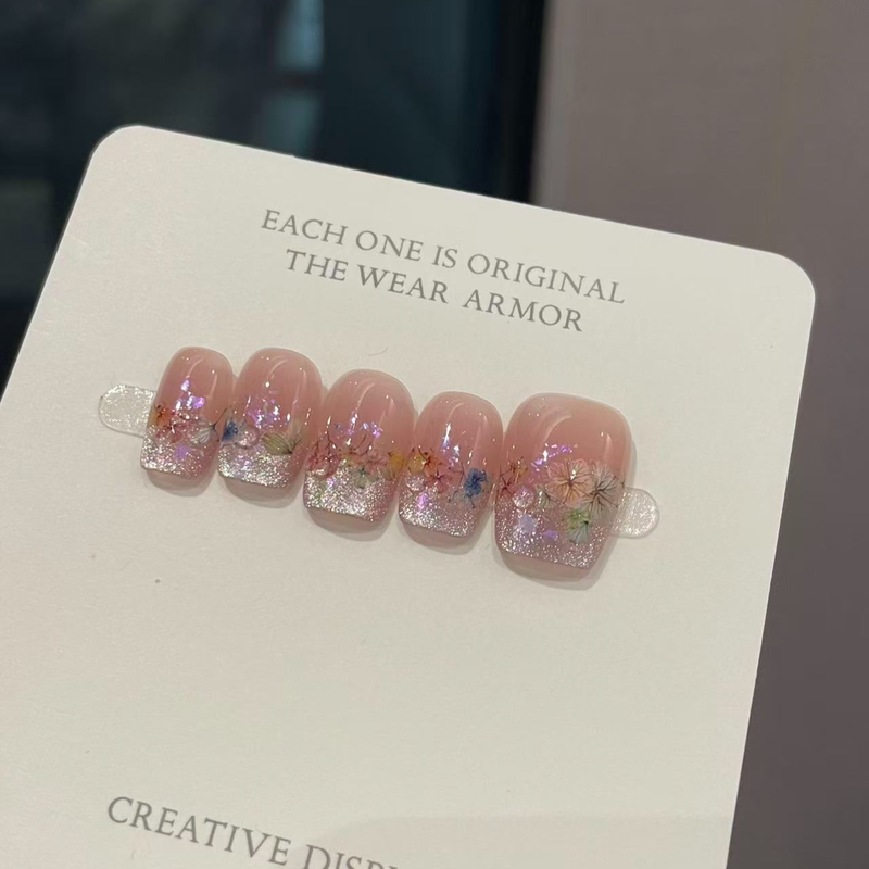 【Spring Blossoms】10-Piece Set of Handmade Wearable Nails, Colorful Nail Art for Fingertips, Spring Warmth Brings Flowers to Bloom All over the Earth