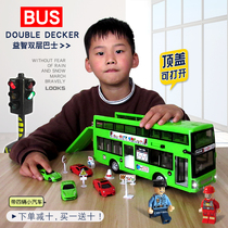 Double-decker bus bus toy car childrens puzzle 3-year-old boy large inertia car model baby 4-year-old gift