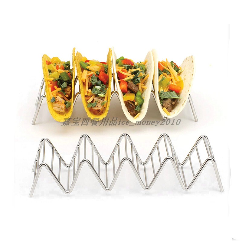 American-Style Creative Tableware 304 Stainless Steel 2~3 Compartment Taco Rack Mexican Corn Tortilla U-Shaped Rack