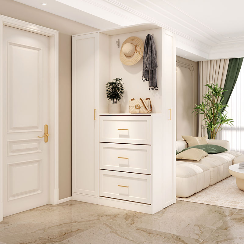 French cream wind room shoe cabinet hollow cupboard cut small household type ultra-thin in-house wardrobe locker customized