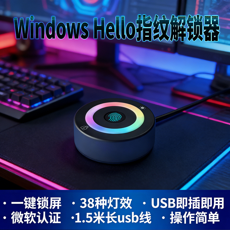 Windows Hello Fingerprint Unlock Lock Screen Computer External Power Button Switch USB Login Computer 10/11