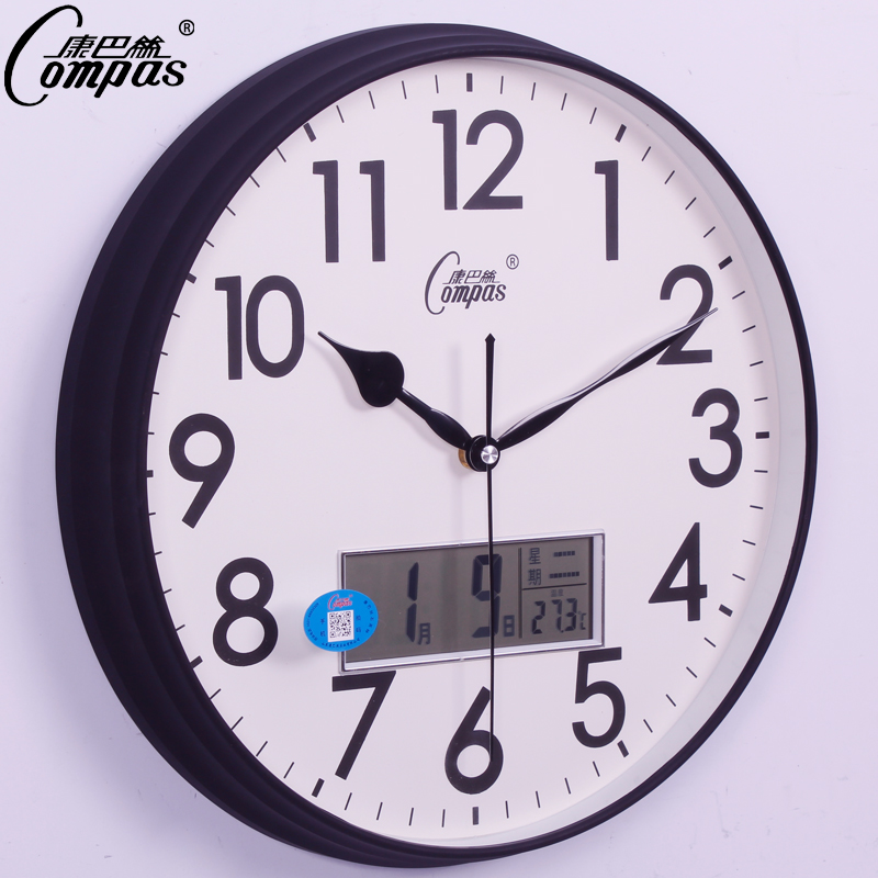 Conpasse Living room Modern muted hanging bell minimalist Creative Quartz Clock Personality Fashion Bedroom Wood Grain Wall Clock-Taobao