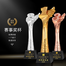 Resin trophy custom creative gold-plated crystal trophy custom five-pointed star gold and silver bronze championship Asian season Trophy competition