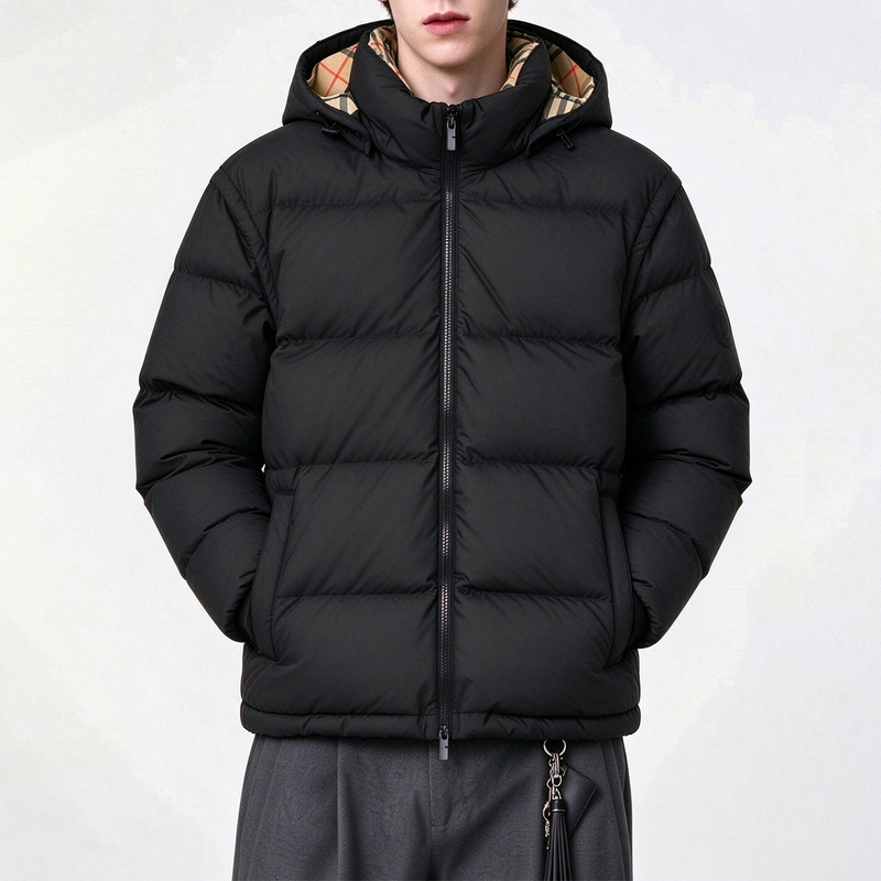 Seasonmark【Detachable】95% White Duck down Classic Color-Block Hooded down Jacket, Warm and Comfortable for Winter
