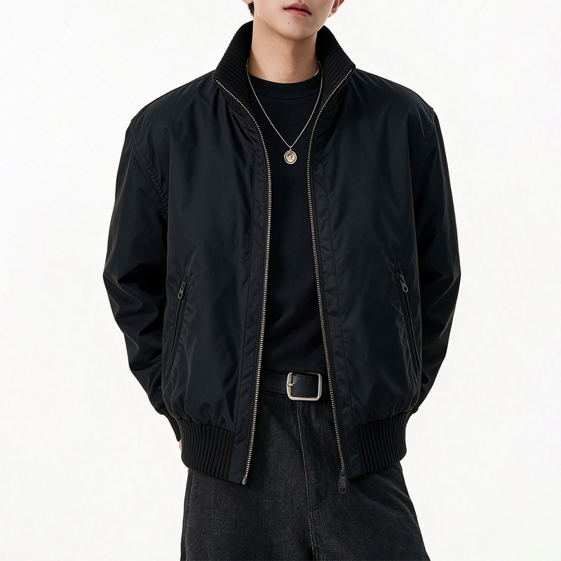 Season Mark New Three-Proof Stand-Up Collar Jacket Cotton Coat Casual Versatile Solid Color Warm Cotton Jacket Spring