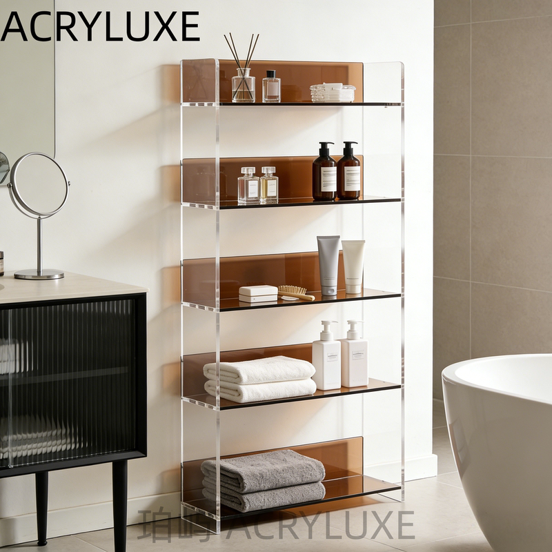 Acrylic Storage Rack Bookcase Modern Minimalist Display Cabinet Living Room Floor-Standing Sofa Side Cabinet Entryway Bathroom Storage Rack