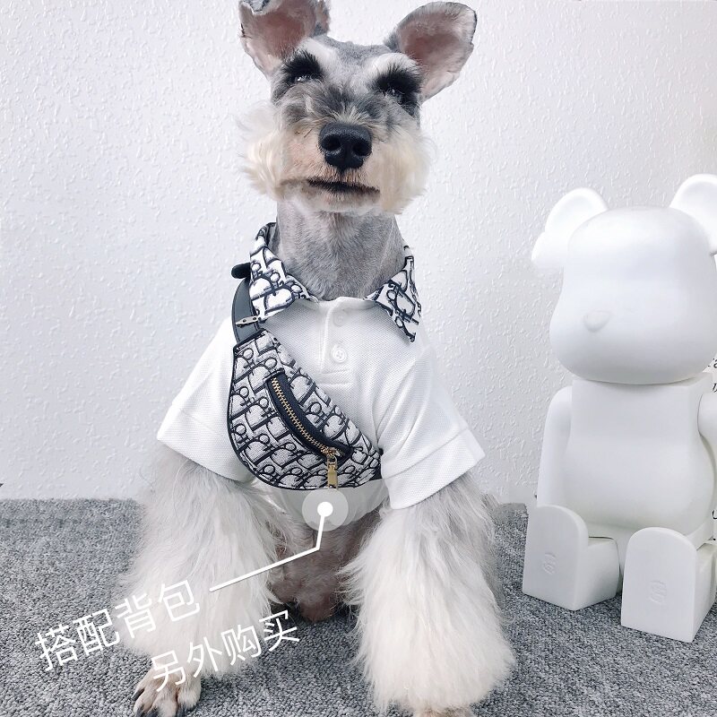 Pet Spring/Summer Schnauzer Clothes Dogs Cotton Casual Tops Plaid Lapel Polo Shirts Bichon Teddy Cats
