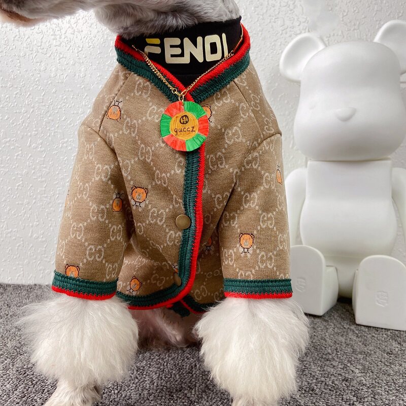 Pet autumn and winter tide brand sweater cardigan Teddy Bichon Schnauzer dog cat small dog warm dog clothes