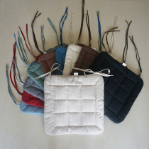Japan-style Black Cotton Linen Cushion Four Seasons Car Non-slip Seat Cushion Office Computer Dining Chair Cushion Pure Color Student Mat
