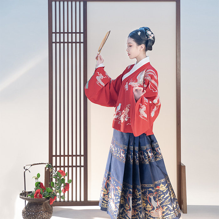 Nanya collection nine-color Lu Ming hanfu horse face 6m pleated floral horse face skirt