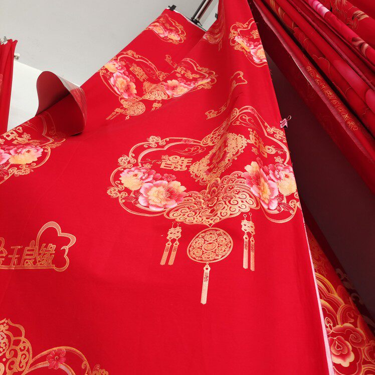 Custom-made 60-count yarn twill pure cotton wedding four-piece set cotton newly-married quilt cover bed sheet pillowcase wedding bedding