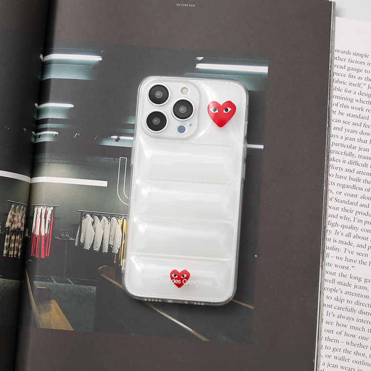 Comme Des Garcons Hearts Transparent Clear Puffy Puffer Down Jacket Style Silicone TPU 14, 13, 12 iPhone Case