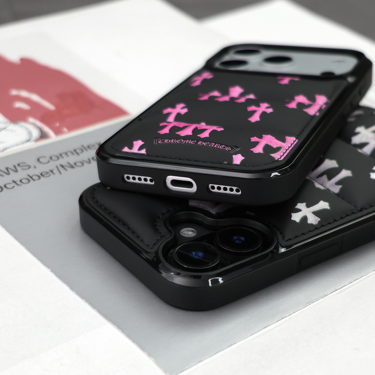 Quilted Black Cross Pattern iPhone Case